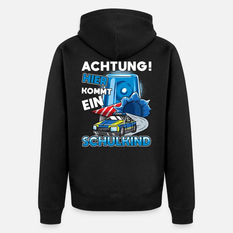 Einschulung Polizei Kindergarten Abschied - Unisex Premium Bio Zip Hoodie - Schwarz