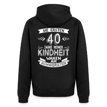 40 Geburtstag Mann - Unisex Premium Bio Zip Hoodie - Schwarz - Hinten - Nico (187cm)