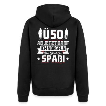 50 Geburtstag Mann - Unisex Premium Bio Zip Hoodie - Schwarz - Hinten - Nico (187cm)