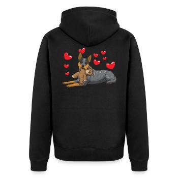 Australia Cattle Dog with stuffed animal - Unisex Premium Organic Zip Hoodie - black - Back - Nico (187cm)