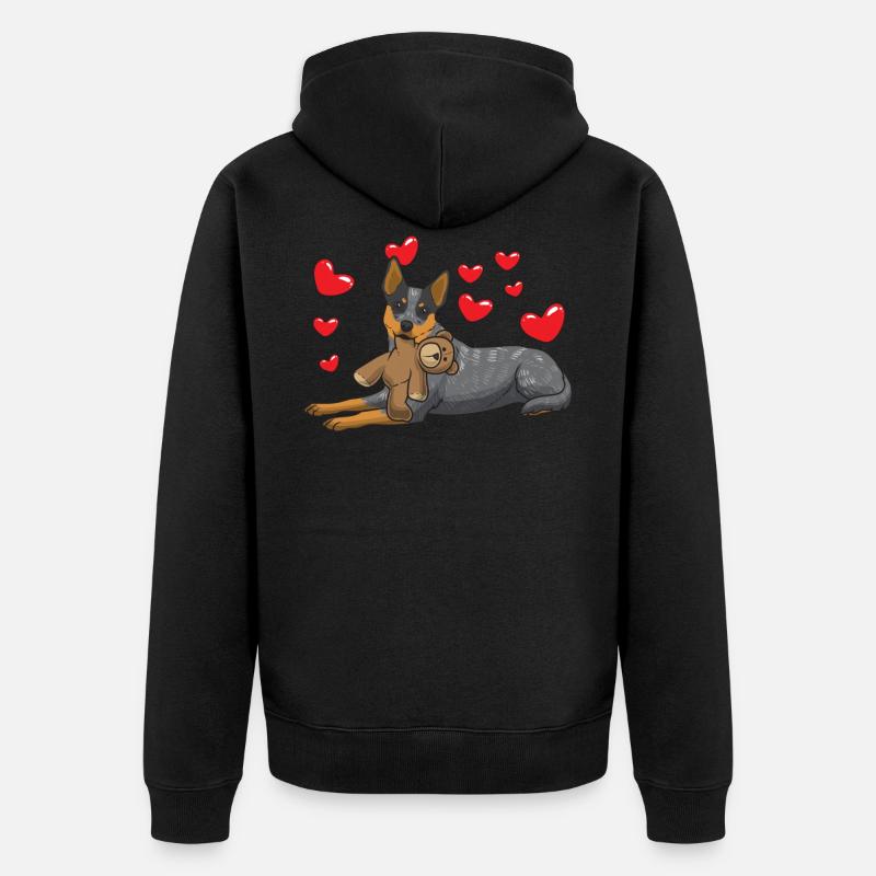 Australien Cattle Dog mit stofftier - Unisex Premium Bio Zip Hoodie - Schwarz