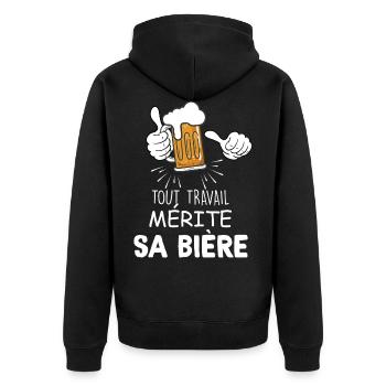 Humour tout travail biere mérite sa bière - Veste à capuche bio Premium Unisexe - noir - Dos - Nico (187cm)