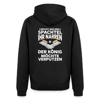Stuckateur Verputzer Gipser - Unisex Premium Bio Zip Hoodie - Schwarz - Hinten - Nico (187cm)