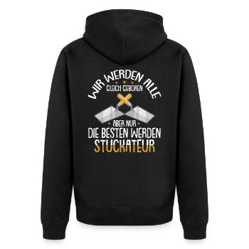 Stuckateur Verputzer Spachtel - Unisex Premium Bio Zip Hoodie - Schwarz - Hinten - Nico (187cm)