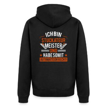 Stuckateur Meister Gipser Verputzer - Unisex Premium Bio Zip Hoodie - Schwarz - Hinten - Nico (187cm)