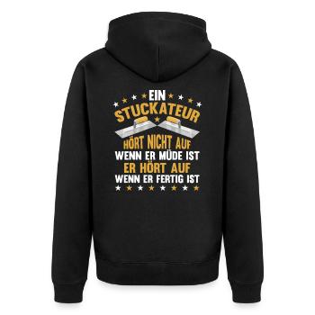 Stuckateur Spachtel Spruch Verputzer - Unisex Premium Bio Zip Hoodie - Schwarz - Hinten - Nico (187cm)