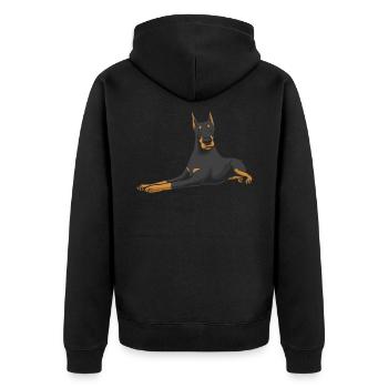 Doberman Pinscher Dog - Unisex Premium Organic Zip Hoodie - black - Back - Nico (187cm)