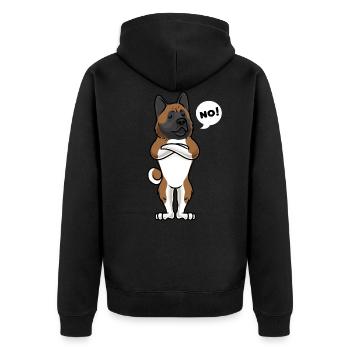 Sturer American Akita Hund - Unisex Premium Bio Zip Hoodie - Schwarz - Hinten - Nico (187cm)