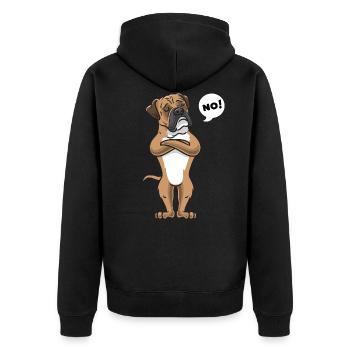 Sturer Continental Bulldog Hund - Unisex Premium Bio Zip Hoodie - Schwarz - Hinten - Nico (187cm)