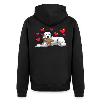 Chien de Montagne des Pyrénées avec peluche - Veste à capuche bio Premium Unisexe - noir - Dos - Nico (187cm)