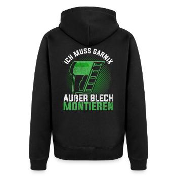 Spengler montieren Klempner Installateur - Unisex Premium Bio Zip Hoodie - Schwarz - Hinten - Nico (187cm)
