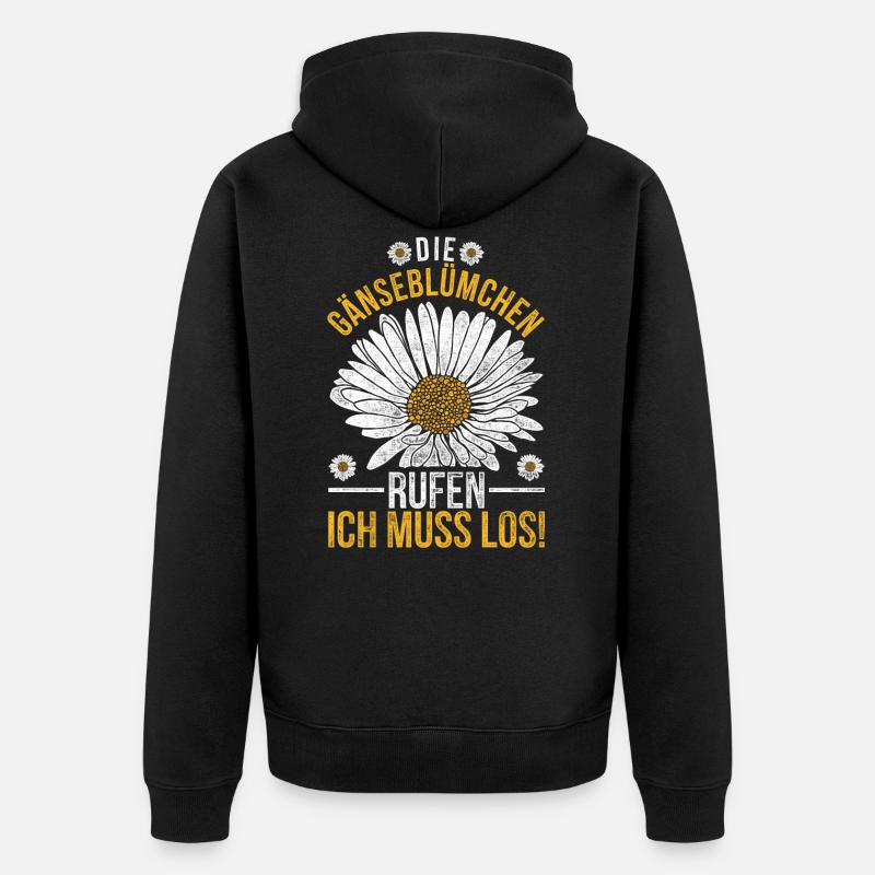 Gänseblümchen rufen Maßliebchen Blume - Unisex Premium Bio Zip Hoodie - Schwarz