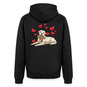 Labrador Retriever chien avec peluche - Veste à capuche bio Premium Unisexe - noir - Dos - Nico (187cm)