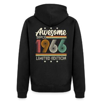 55e anniversaire Vintage 1966 naissance rétro - Veste à capuche bio Premium Unisexe - noir - Dos - Nico (187cm)
