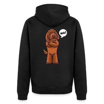 Sturer Barbet Hund - Unisex Premium Bio Zip Hoodie - Schwarz - Hinten - Nico (187cm)