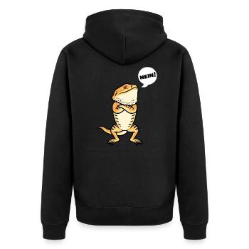 Sturer Bartagame Pogona Reptilien Echse - Unisex Premium Bio Zip Hoodie - Schwarz - Hinten - Nico (187cm)