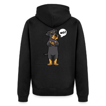 Stubborn German Hunting Terrier Dog Funny - Unisex Premium Organic Zip Hoodie - black - Back - Nico (187cm)