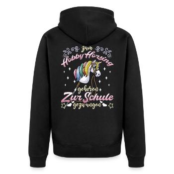 Hobby Horsing Pferde Hobbyhorse Hobby Horse - Unisex Premium Bio Zip Hoodie - Schwarz - Hinten - Nico (187cm)