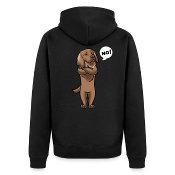 Sturer Deutsch Langhaar Hund - Unisex Premium Bio Zip Hoodie - Schwarz - Hinten - Nico (187cm)