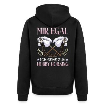 Hobby Horsing Pferde Hobbyhorse Hobby Horse - Unisex Premium Bio Zip Hoodie - Schwarz - Hinten - Nico (187cm)