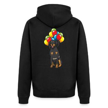 Chien de craquage incendiaire avec ballons - Veste à capuche bio Premium Unisexe - noir - Dos - Nico (187cm)