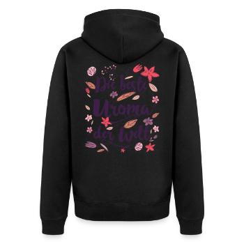 Uroma Ugroßmutter Geschenk - Unisex Premium Bio Zip Hoodie - Schwarz - Hinten - Nico (187cm)