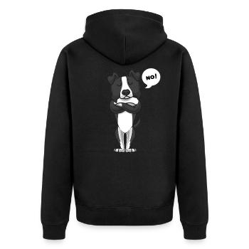 Stubborn Border Collie Dog Funny Border Collie - Unisex Premium Organic Zip Hoodie - black - Back - Nico (187cm)