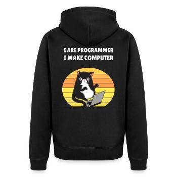 I are Programmer I Make Computer - Unisex Premium Bio Zip Hoodie - Schwarz - Hinten - Nico (187cm)