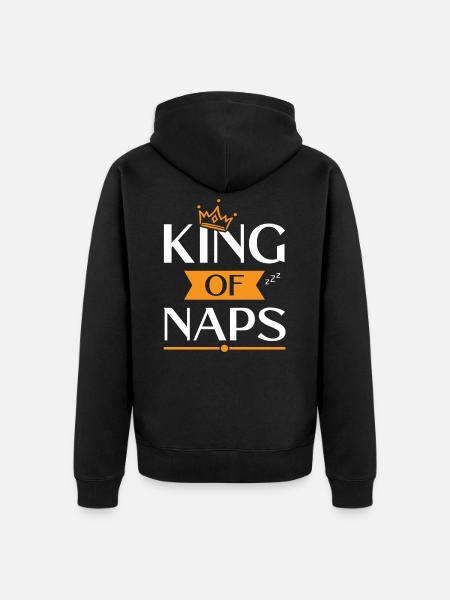 Funny Naps King apperal, Nap, Napping - Unisex Premium Organic Zip Hoodie - black
