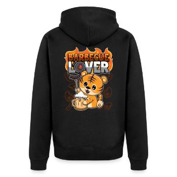 Barbecue Lover BBQ Tiger Grill Animals - Unisex Premium Organic Zip Hoodie - black - Back - Nico (187cm)