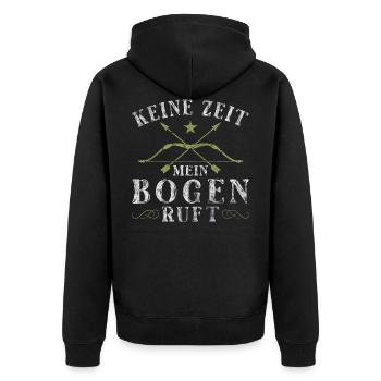 Keine Zeit Mein Bogen Ruft Bogenschießen - Unisex Premium Bio Zip Hoodie - Schwarz - Hinten - Nico (187cm)