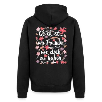 Freundin beste Freundinnen Geschenk - Unisex Premium Bio Zip Hoodie - Schwarz - Hinten - Nico (187cm)
