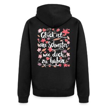 Beste Schwester - Unisex Premium Bio Zip Hoodie - Schwarz - Hinten - Nico (187cm)