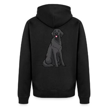 Flat Coated Retriever Dog - Unisex Premium Organic Zip Hoodie - black - Back - Nico (187cm)
