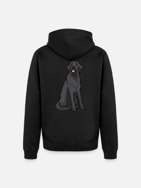 Flat Coated Retriever Dog - Unisex Premium Organic Zip Hoodie - black