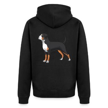 Großer Schweizer Sennenhund Hund - Unisex Premium Bio Zip Hoodie - Schwarz - Hinten - Nico (187cm)