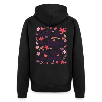 Uroma - Unisex Premium Bio Zip Hoodie - Schwarz - Hinten - Nico (187cm)