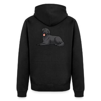 Flat Coated Retriever Dog - Unisex Premium Organic Zip Hoodie - black - Back - Nico (187cm)