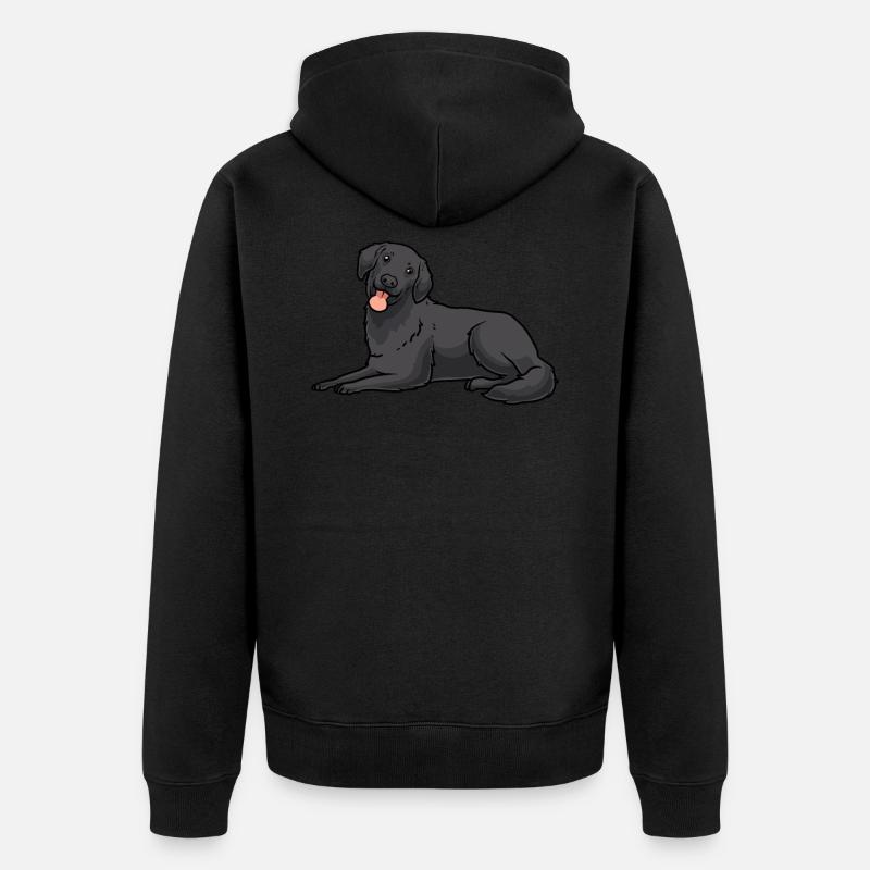 Plat Coated Retriever Chien - Veste à capuche bio Premium Unisexe - noir