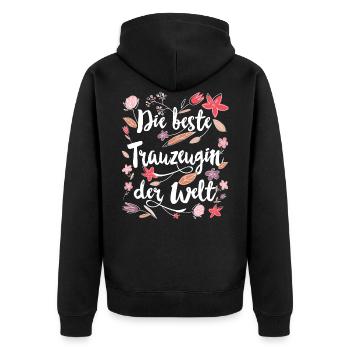 Beste Trauzeugin - Unisex Premium Bio Zip Hoodie - Schwarz - Hinten - Nico (187cm)