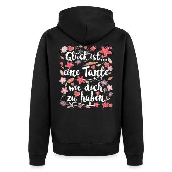 Beste Tante - Unisex Premium Bio Zip Hoodie - Schwarz - Hinten - Nico (187cm)