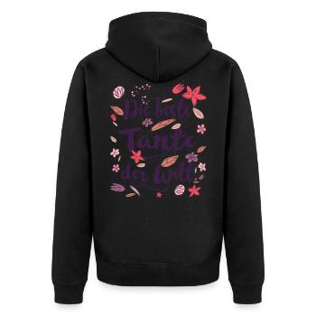 Beste Tante - Unisex Premium Bio Zip Hoodie - Schwarz - Hinten - Nico (187cm)