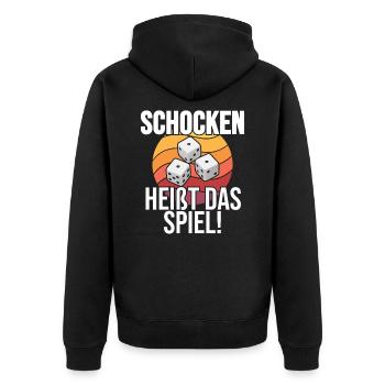 Schocken heißt das Spiel Würfeln Trinkspiel Würfel - Unisex Premium Bio Zip Hoodie - Schwarz - Hinten - Nico (187cm)