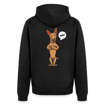 Stubborn Podenco Dog Gift - Unisex Premium Organic Zip Hoodie - black - Back - Nico (187cm)