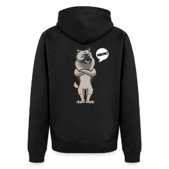 Sturer Wolfsspitz Keeshond - Unisex Premium Bio Zip Hoodie - Schwarz - Hinten - Nico (187cm)
