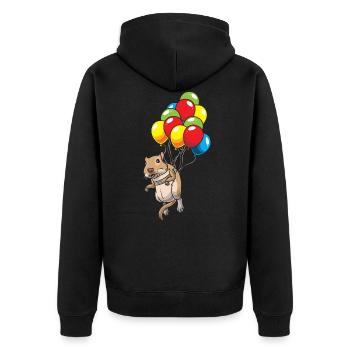 Mongolische Rennratte Rennmaus Gerbil - Unisex Premium Bio Zip Hoodie - Schwarz - Hinten - Nico (187cm)