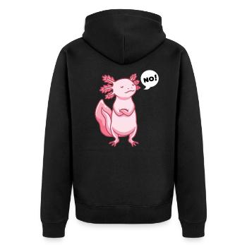 Stubborn Axolotl - Unisex Premium Organic Zip Hoodie - black - Back - Nico (187cm)