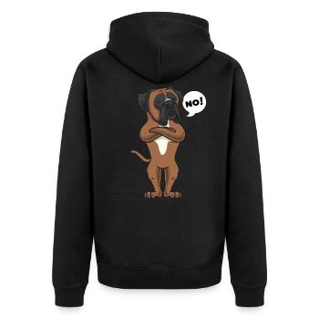 Stubborn German Boxer Dog - Unisex Premium Organic Zip Hoodie - black - Back - Nico (187cm)