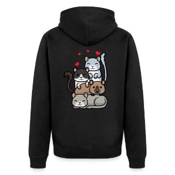 Mongolische Rennratte Rennmaus Gerbil - Unisex Premium Bio Zip Hoodie - Schwarz - Hinten - Nico (187cm)