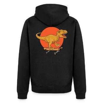 T-Rex Dinosaurier Trex Dino Skateboard - Unisex Premium Bio Zip Hoodie - Schwarz - Hinten - Nico (187cm)